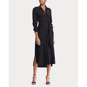 Polo Ralph Lauren Belted Silk Crepe Shirtdress Size 6